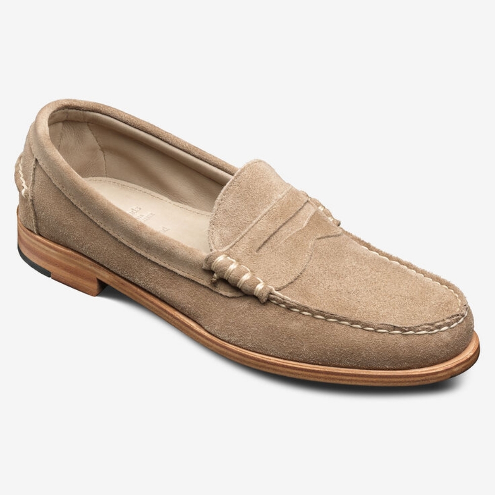 Allen Edmonds tan suede slip on penny loafers - size 13